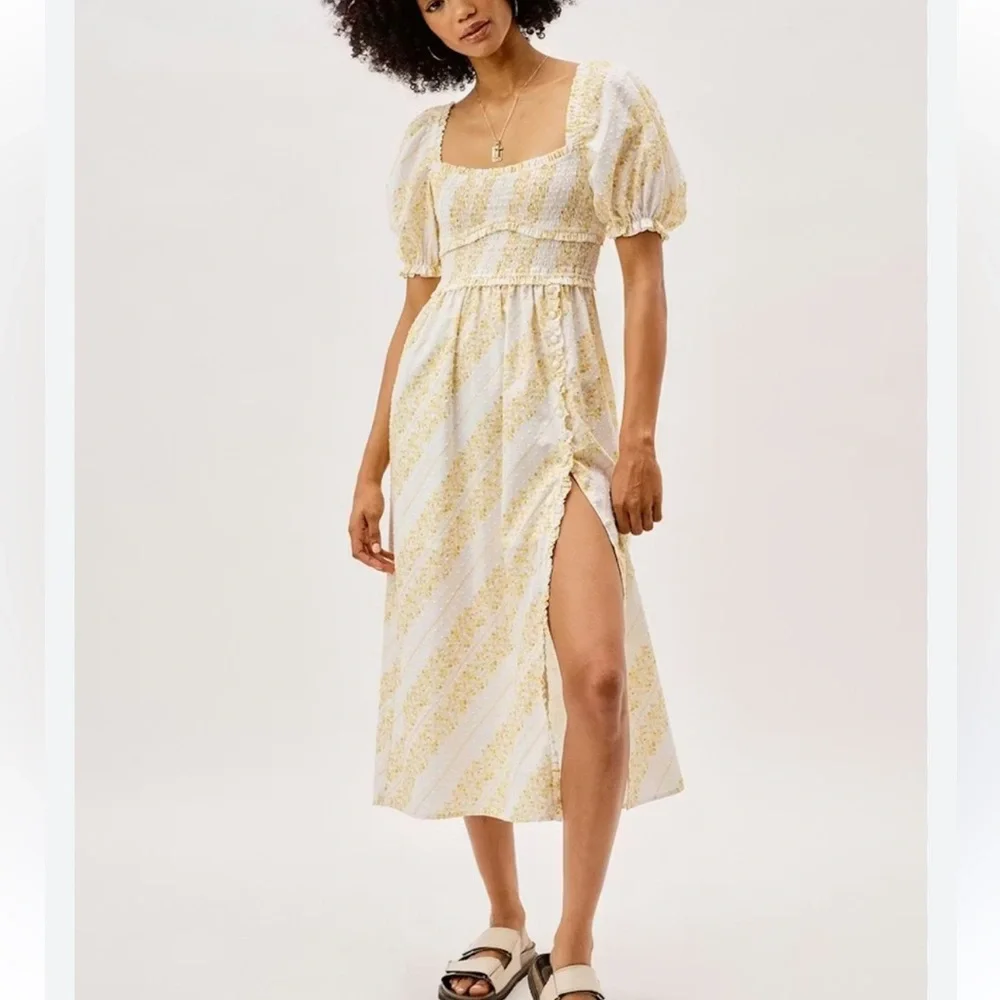 For Love & Lemons Lucie Smocked Midi Dress - Picture 3 of 11
